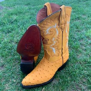 Men’s Western Cowboy boots ostrich print leather Mengo